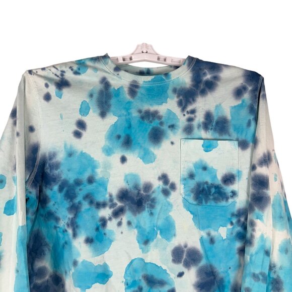 Goodfellow & Co Blue Tie Dye Long Sleeve Shirt Size XL Standard Crew Neck Pocket - Picture 4 of 6